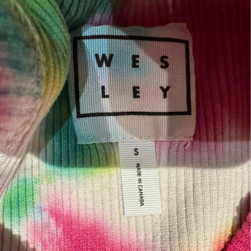 WESLEY Tie Dye Ribbed Racerback Tank Top Size S Colorful Stretch Knit - Picture 4 of 5
